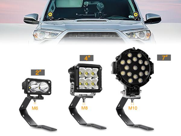 Nilight Ditch Light Brackets Hood Hinges Mount Bracket Kit for Auxiliary Offroad LED Pods Work Lighting Compatible with Toyota 4Runner 2009-2023 Tundra 2007-2021 Car Accessories Underglow Car