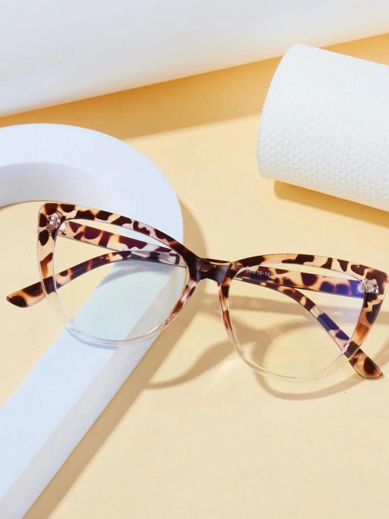 Trendy Cat Eye Frame Eyeglasses, Leopard Pattern Eyeglasses, Anti-blue Light Eyeglasses for Everyday Use, Fashion Accessories for Outdoor Activities