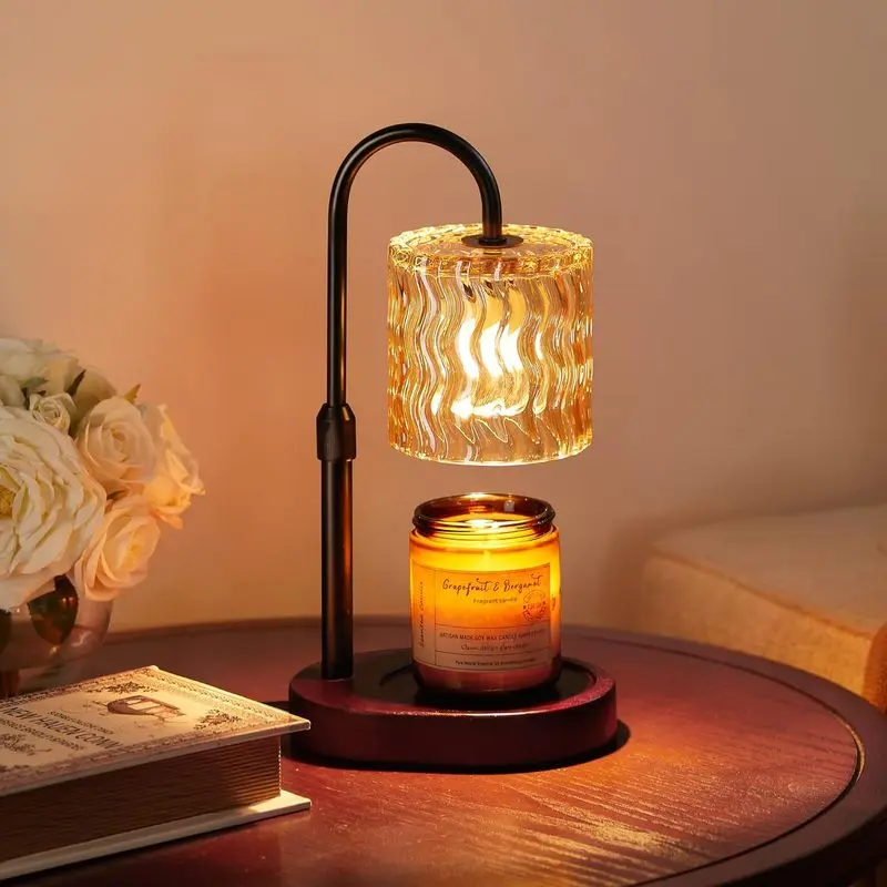 Candle Warmer Lamp with Timer, Adjustable Height Dimmable Candle Melting Lamp, Vintage Table Light for Bedroom Home Decor & Relaxing Spaces