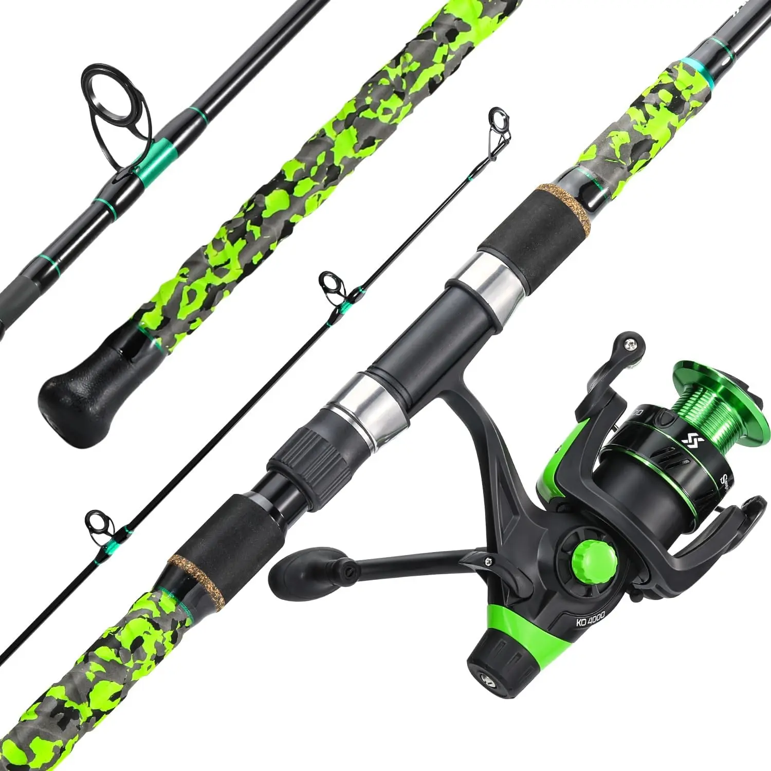 3 count Surf Fishing Rod Combo Medium/Heavy Travel Spinning Rod with 4000/5000 Size Reel Baitfeeder Combo(9'/10'/11'12')