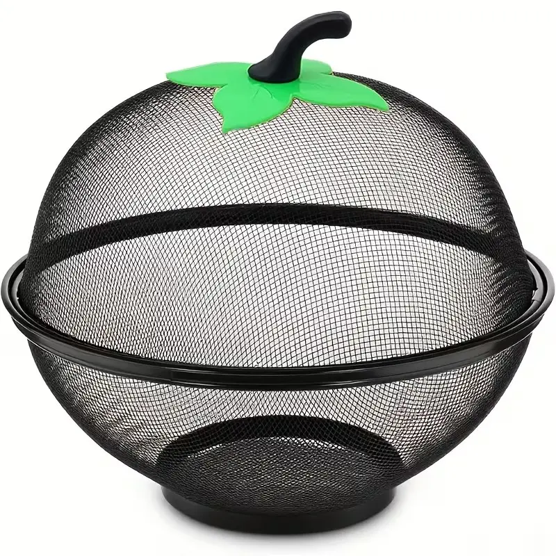 Spray Paint Fruit Basket Apple Tray Storage Basket with Mesh Cover Anti-Fly Bug Vegetable Lid Top Handle Design Basket With Handles Comfortable Extraction