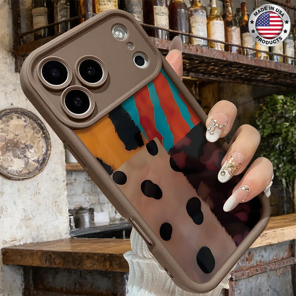Trendy Abstract Patchwork Pattern Artistic Aesthetic Design Case for iPhone 17 16 15 14 Pro Max 13 12 11 XR XS Plus Air Slim Shockproof Anti Drop Protective Durable TPU Cover