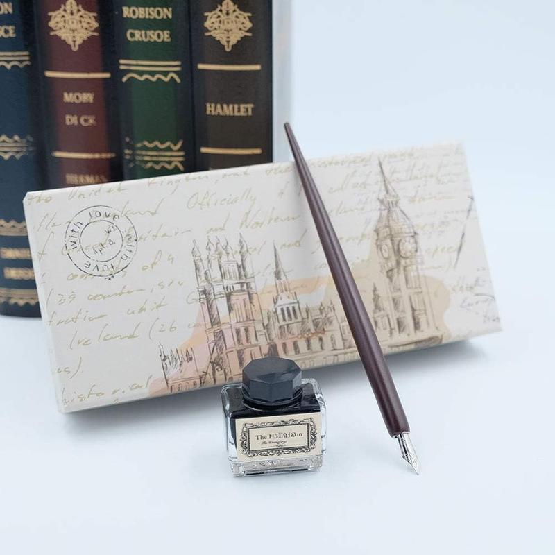 Calligraphy Set for Beginners Quill Pen and Ink Set Fancy Pens with Black Ink and 11 Nibs for Lettering,Drawing, Journaling, Signing, Invitation HO-Q-301