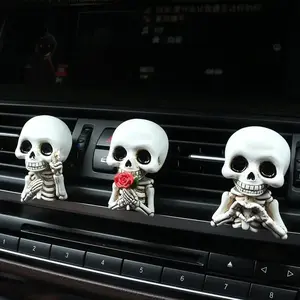 3Pcs Cute Skull Resin Statues - Car Air Vent Diffuser Decorations, Car Ornament, Interior Accessory, Halloween Christmas Sports & Outdoor Protective Gear Accents