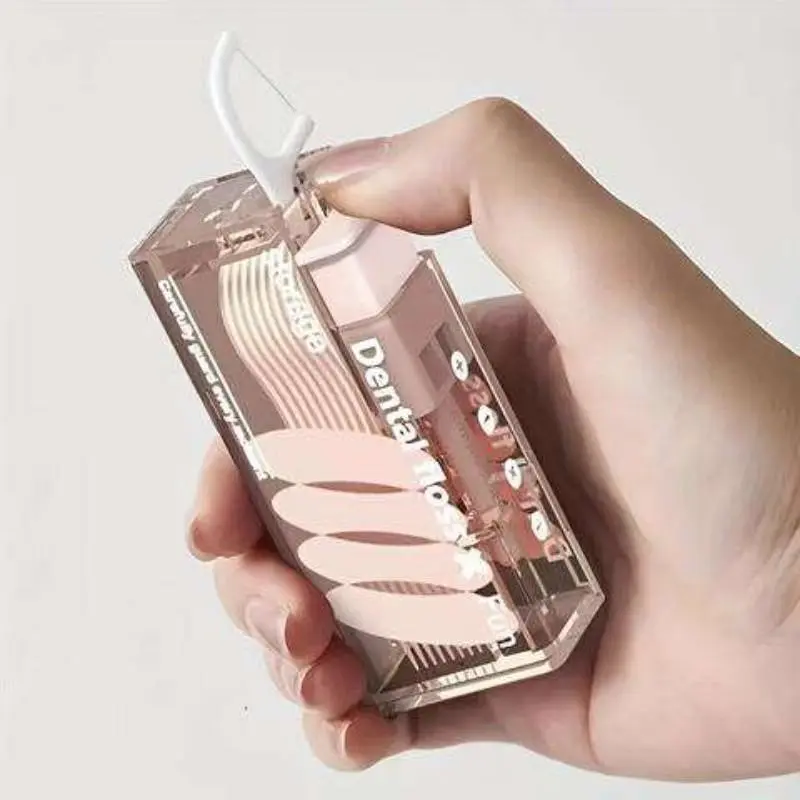 Lighter Shape Floss Dispenser, Portable Automatic Dental Floss Holder, Stylish Mini Floss Container, Auto Pop-Up Floss Case for Home & Travel