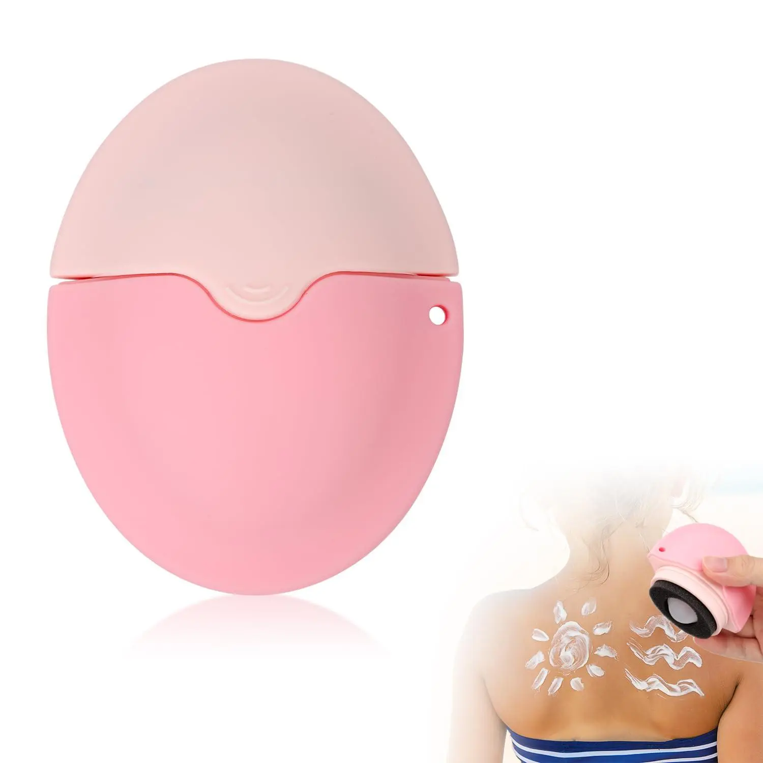 Sunscreen applicator, silicone facial sunscreen applicator, round and easy-to-hold sunscreen body brush sunscreen brush sunscreen applicator, with protective cover, Facial Care Tool