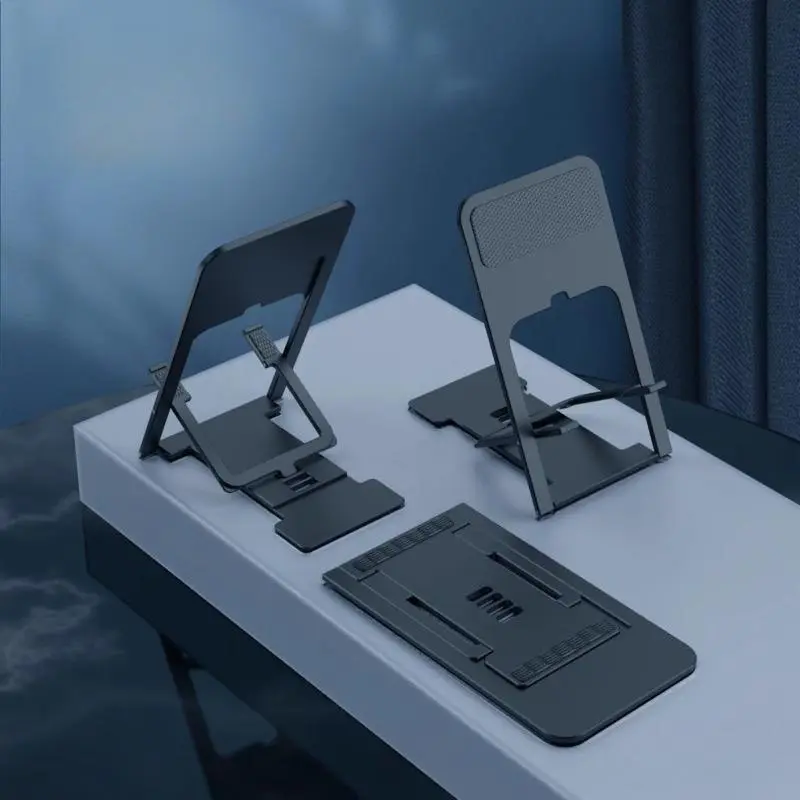 Multi-Angle Adjustable Foldable Aluminum Device Support Stand, Compact Portable Height Modifiable Holder For All Size Mobile & Tablet Equipment, Wear Resistant Stable Desktop Travel Accessory, Practical All-Scenario Digital Ornament, Thoughtful Summer Win