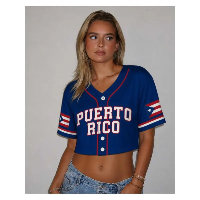 High-quality short baseball shirt, custom Puerto Rico baseball short-sleeve shirt, personalized name and number Puerto Rican pride shirt