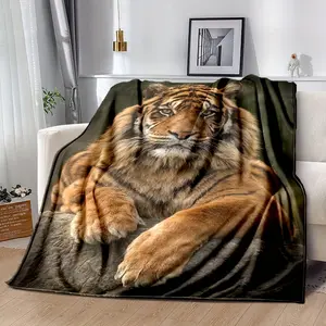 Ultra-Soft Tiger Print Flannel Throw Blanket - Versatile, Warm & Cozy for Couch, Bed, Office, Camping| All-Season Gift Idea