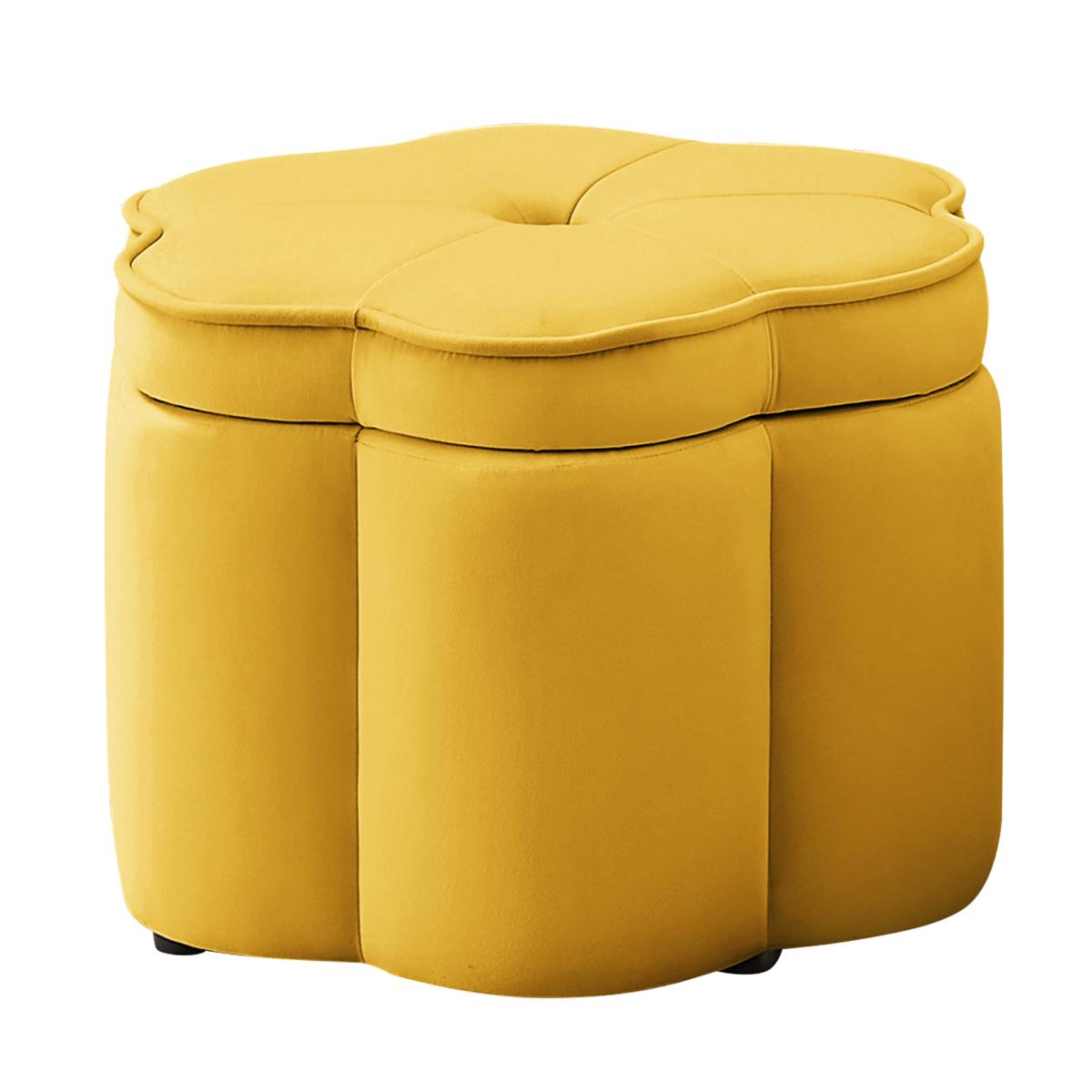 Set of 2 Ottoman with Storage,Flower Shape Petal Ottoman,Upholstered Velvet Storage Ottoman Bench,for for Living Room, Living Room and Entryway