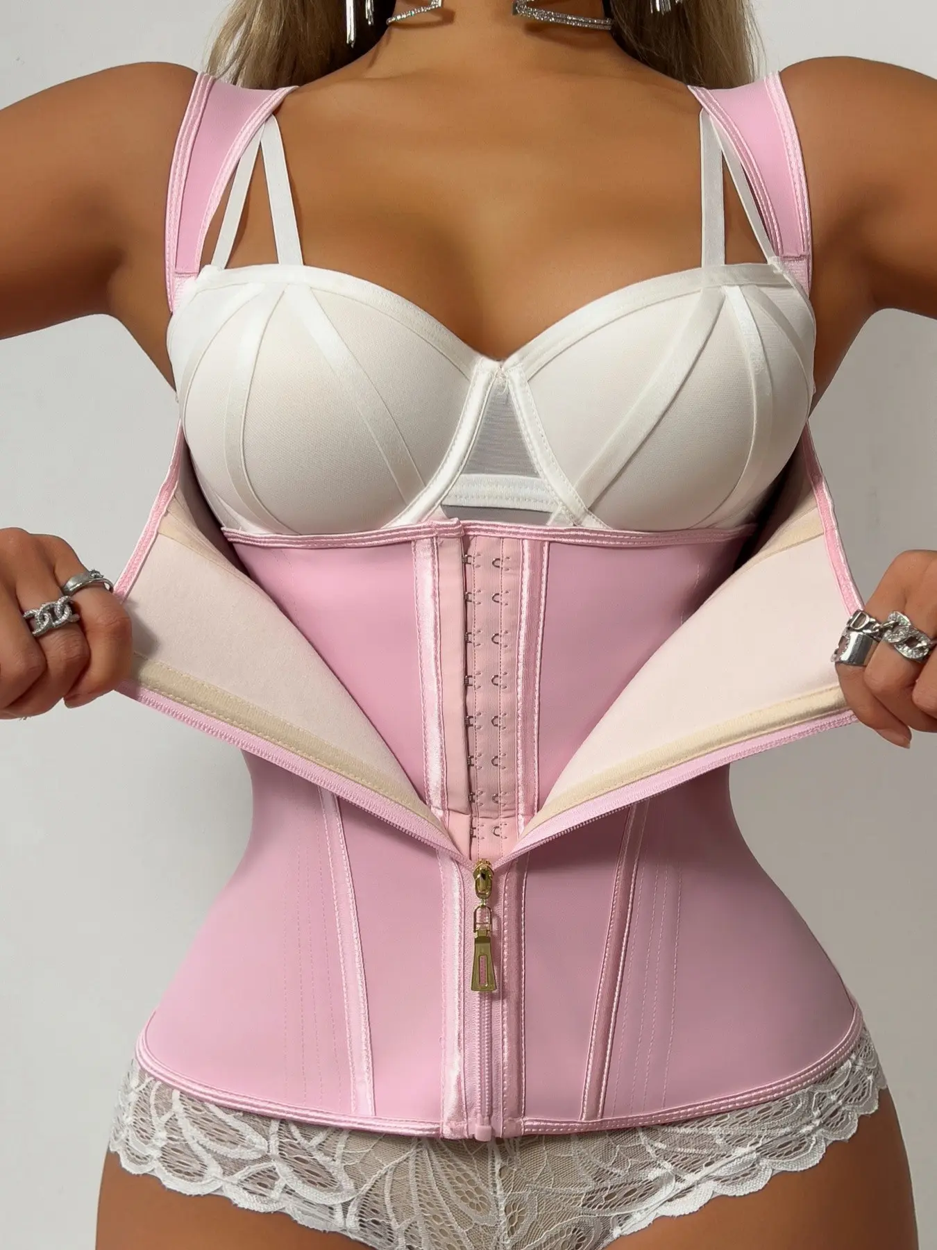 1 Count Women's Solid Color Waist Trainer, Fajas, Adjustable Hook & Eye Closure Zipper Shapewear Top, Shapewear Belts, Waist Cincher,Tummy Control Girdle Shaper Corset, Matt Waist Trainers, Corset,Suitable For Daily Wear Or Training
