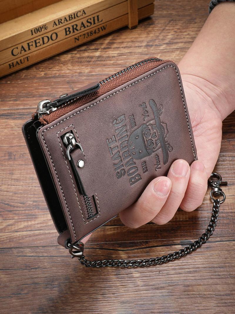 Men's Vintage Multi Card Slot Short Wallet, Casual Trendy Wallet, Casual PU Leather Zipper Wallet, Zipper Wallet Design, Multi-functional Wallet for Men for Daily Use