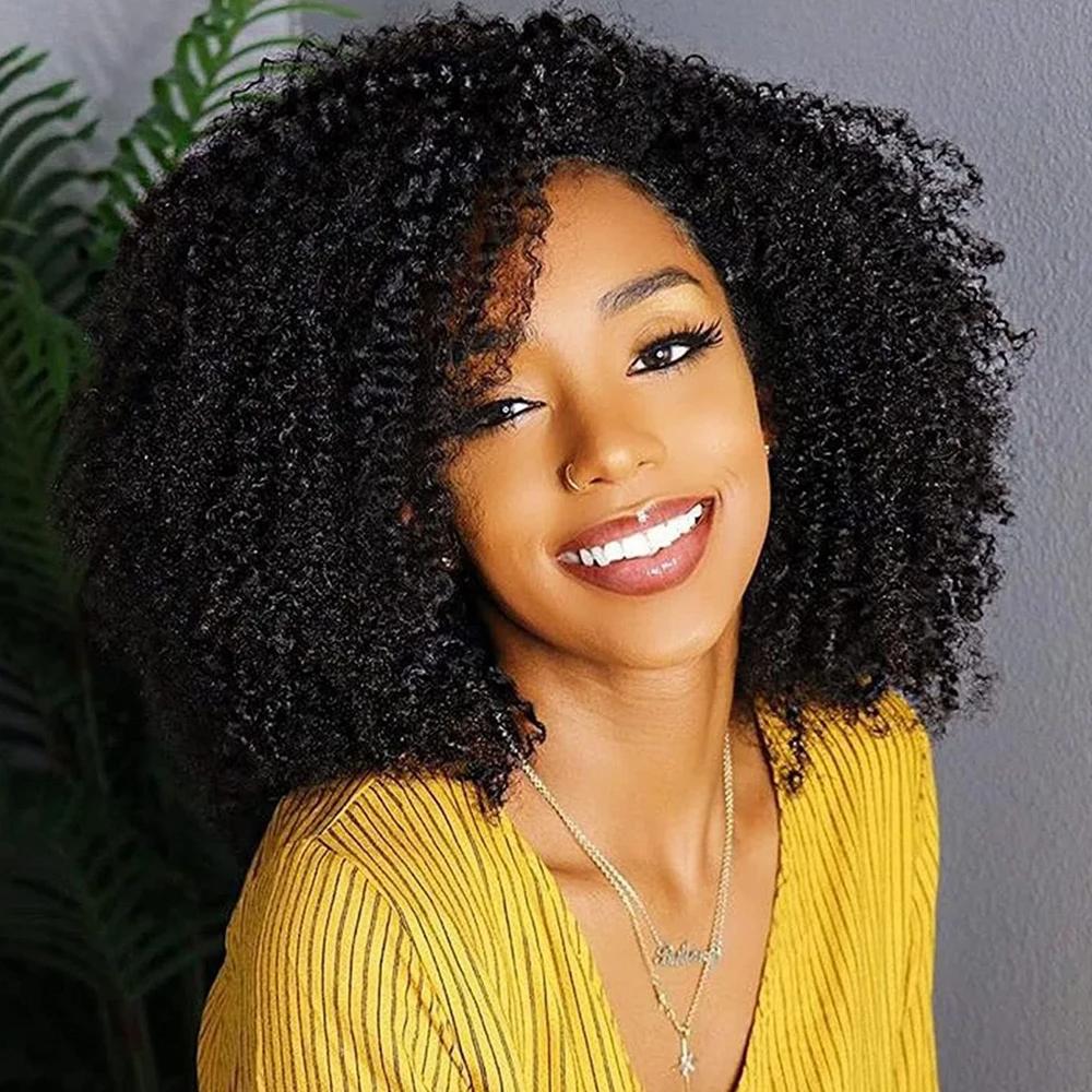 [3 IN 1 Half Wig] Deep Wave Seamless Flip Over Half Wig Human Hair Kinky Curly Invisible Hairline Glueless Beginner Friendly Curly Wigs for Women With Drawstring