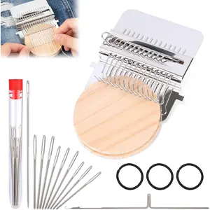 2.0 Mini Portable Patch Darning Looms Kit, 14 Hooks Patchwork Weaving Tool Set for Quick Sewing Repair, Beginner Friendly Knitting Kit