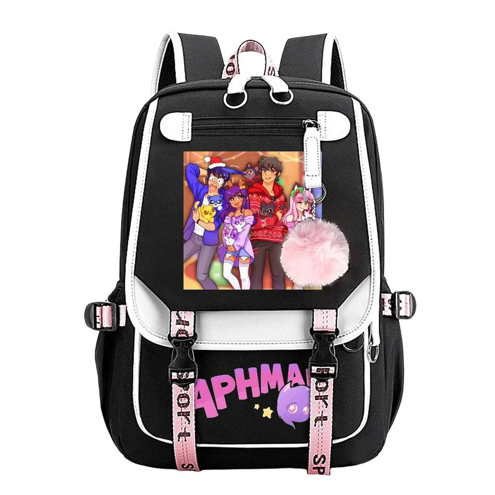 Aphmau Meemeows Print Backpack for Boys & Girls, Teen Student School Bag, Large Capacity Backpack,  Water-Resistant Durable Design, Multi-Pocket Organizer, Perfect Birthday & Holiday Gift 11.4” × 18.1”