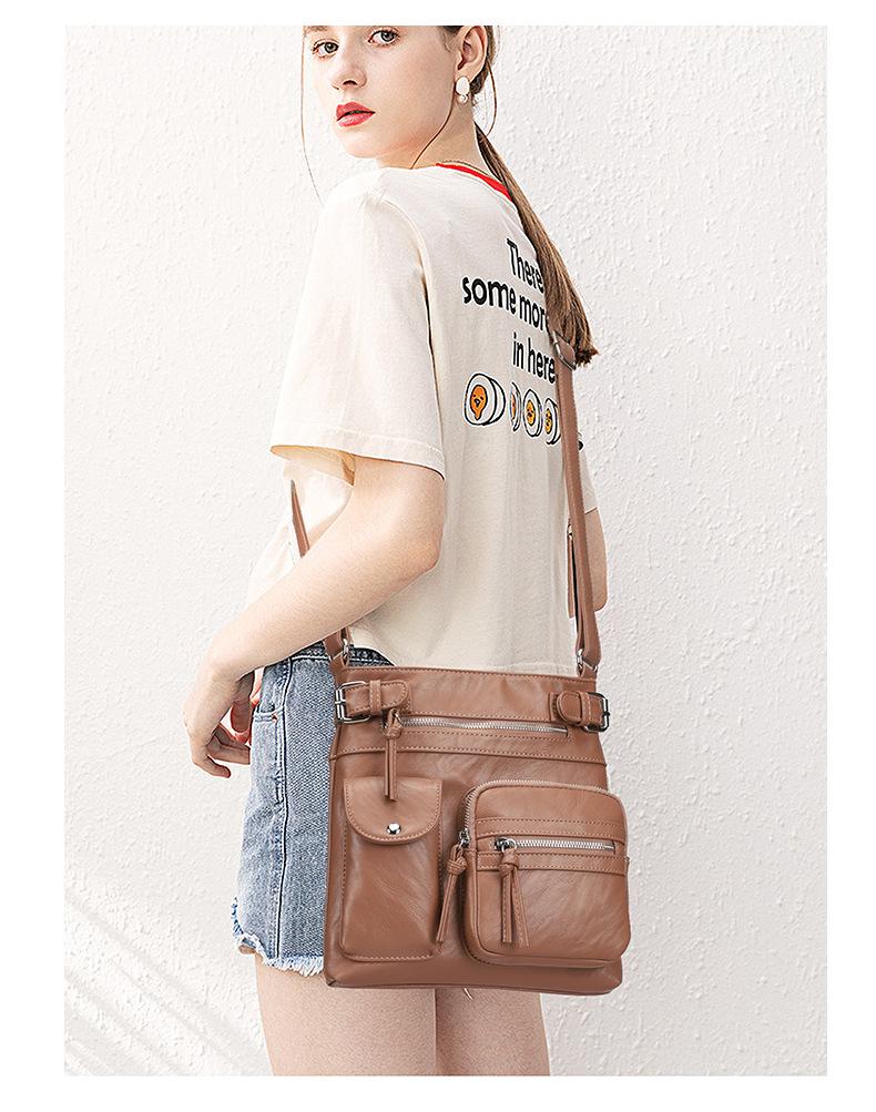 Women's Multi-Pocket Crossbody Bag, Fashion PU Leather Small Square Bag, Multi-Functional Casual Shoulder Bag with Unique Design
