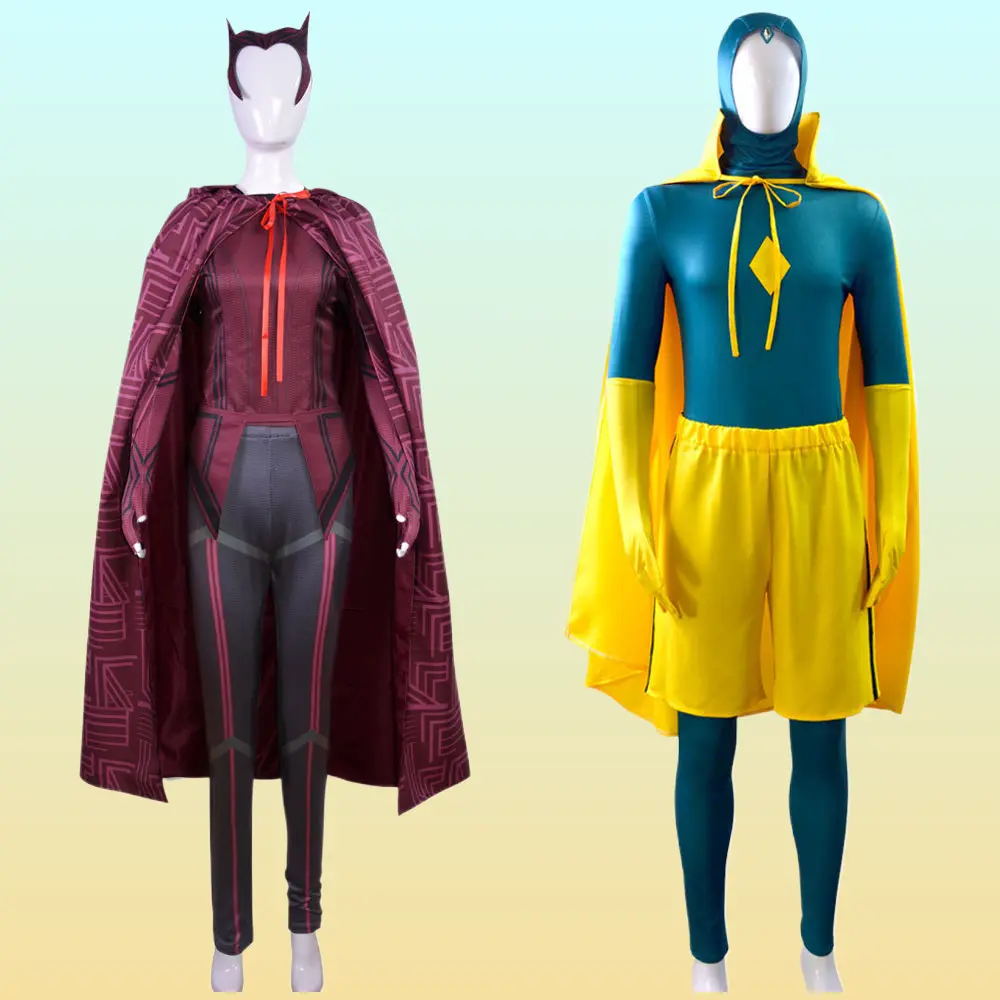 Scarlet Witch Comic Cosplay Suit - Wanda Vision Themed Solid Fabric Garment, Festive Party Outfit for Halloween Stage Performance & Outdoor Use, Comfortable