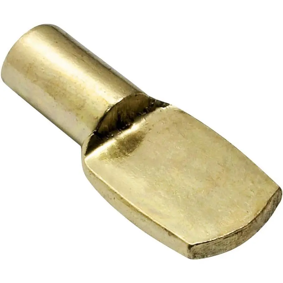 50 Pack  Hardware Heavy Duty 1/4" (6.35mm) Shelf Pin Spoon Shaped Cabinet Support Pegs Holder, Metal, Brass Finish - SP14B