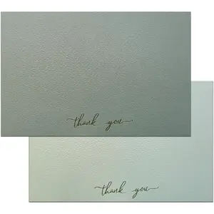 Thank You Note Cards with Envelopes - 50 Pack - 25 Dark Green & 25 Light Green Flat Cards - 50  Foil Stickers Included - Bulk Set for Wedding, Graduation,  Shower, Business