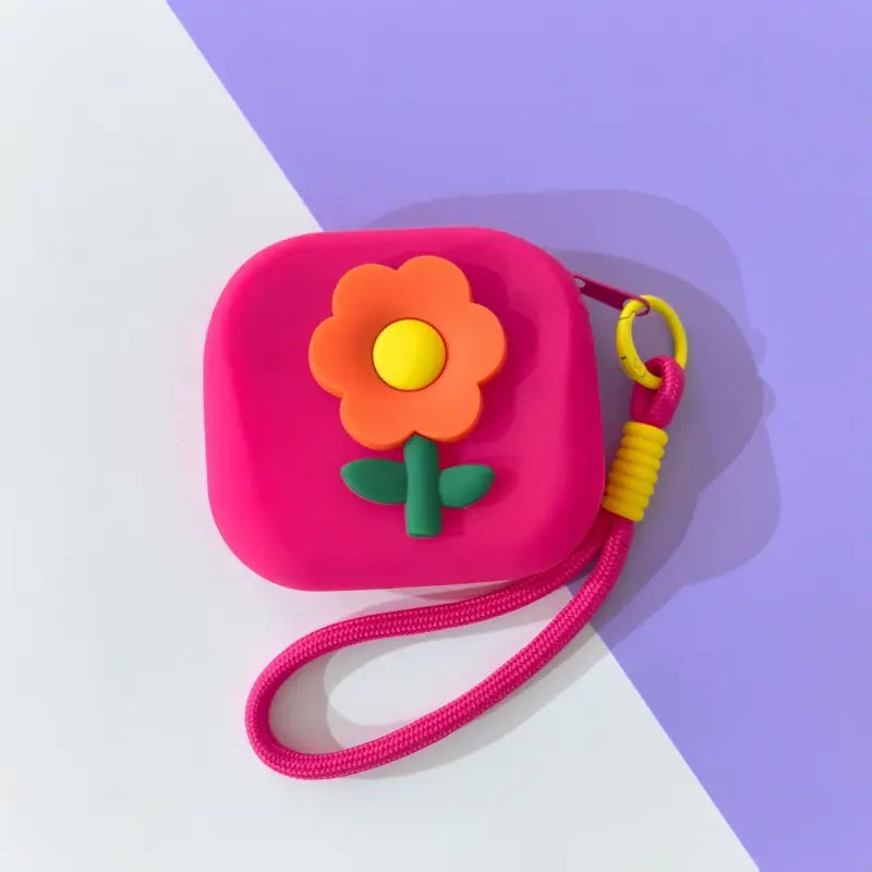 Simple And Cute Small Flower Silicone Zero-Wallet, Portable Storage Accessory, Bluetooth Earphones, Keychain, Zipper Pouch