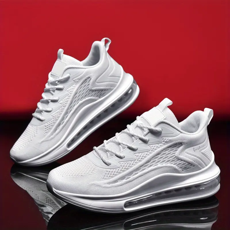 Men's Running Sneakers - Fashionable Lace-Up, Lightweight, Anti-Slip, Shock-Absorbing Air Cushion, Breathable Comfort Work & Fitness Shoes