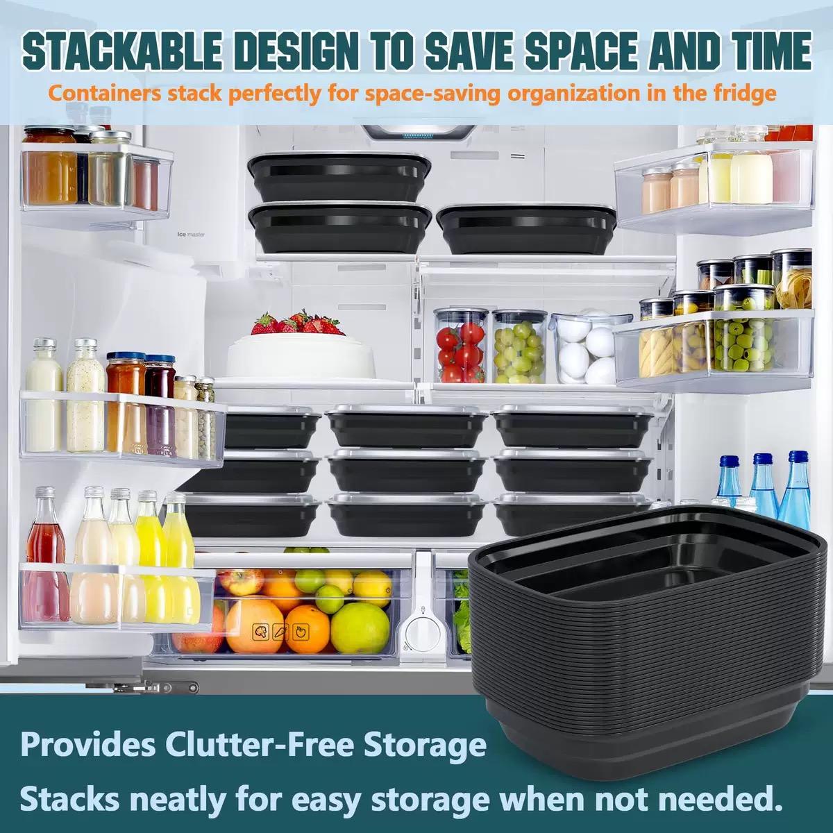 50-Pack Leak-Proof Rectangular Bento Boxes with Lids, Reusable Plastic Food Storage Containers, Stackable Design, Easy Kitchen Organization, Food Storage Set, Reusable Snack Containers