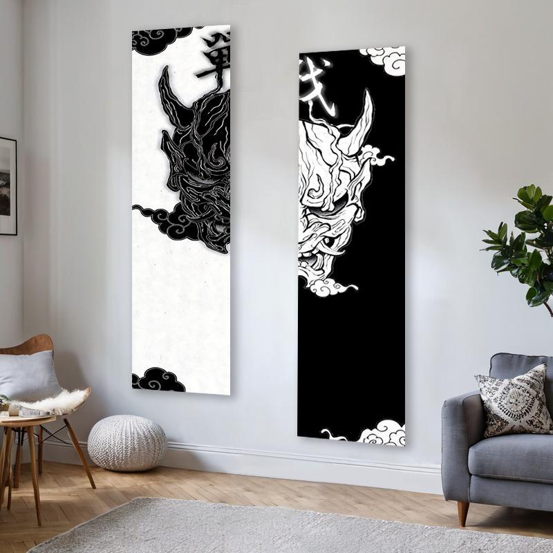 Japanese Style Dragon Pattern Tapestry, 2 Counts/set Modern Art Tapestry, Wall Hanging Decor for Home Living Room Bedroom Study Room, Tapestry Wall Mural