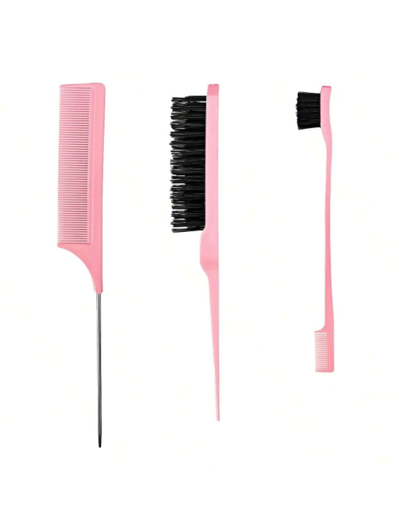 Three-Piece Hair Comb Set, Elegant Plain Design, Suitable for All Hair Types, Ideal for Salon, Home, Travel, Styling Brush Kit