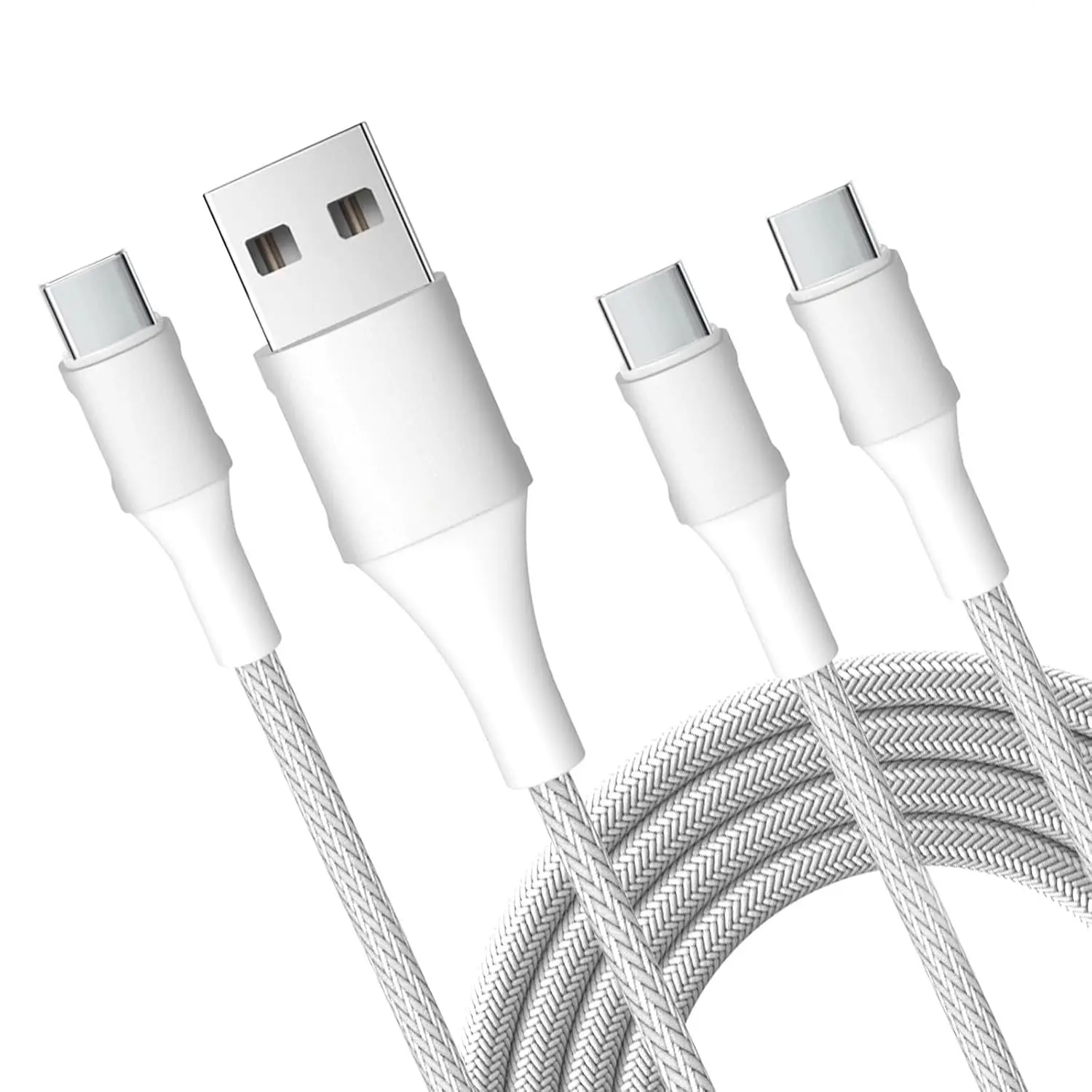 2pack USB A to C&Type-C to C  Set 3.3ft Braided   2A Quick Charger Cord, 480Mbps,USB  Compatible /PC/iPad