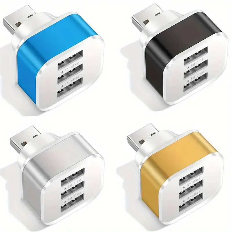 3-Port USB 2.0 Mini Hub, Multi-Function USB Splitter Adapter for Phone & Electronic Device Charging Expansion