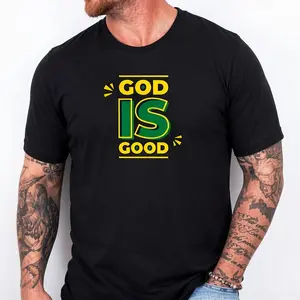 Men's God Is Good T-Shirt 100% Cotton Short Sleeve with "GOD IS GOOD" Print - Casual Round Neck Tee for Gym, Church Events & Casual Attire - Durable Religious Apparel