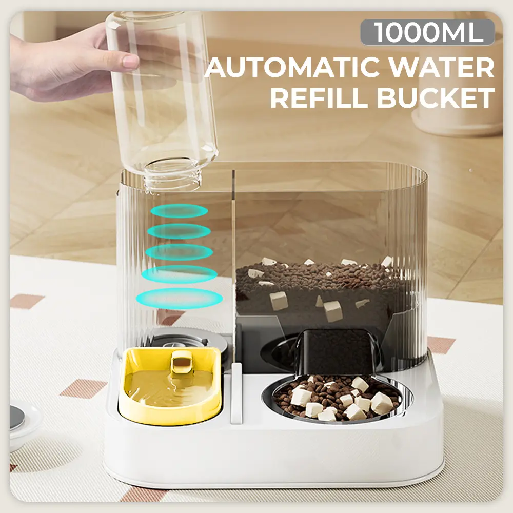 Auto Feeder & Waterer Combo for Cats and Dogs - Dual Wet/Dry Feeder & Water Dispenser, Spill-Proof Auto Refill, Multi-Pet Compatible, Battery-Free No-Wiring Operation