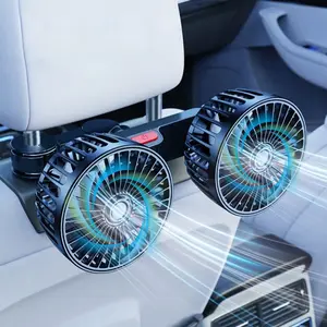 Adjustable Car Backseat Fan, 1 Count Summer Essential Double-head Electric Fan, Strong Wind Rear Seat Back 360 Degrees Rotation Large Air Volume Fan USB Car Fan