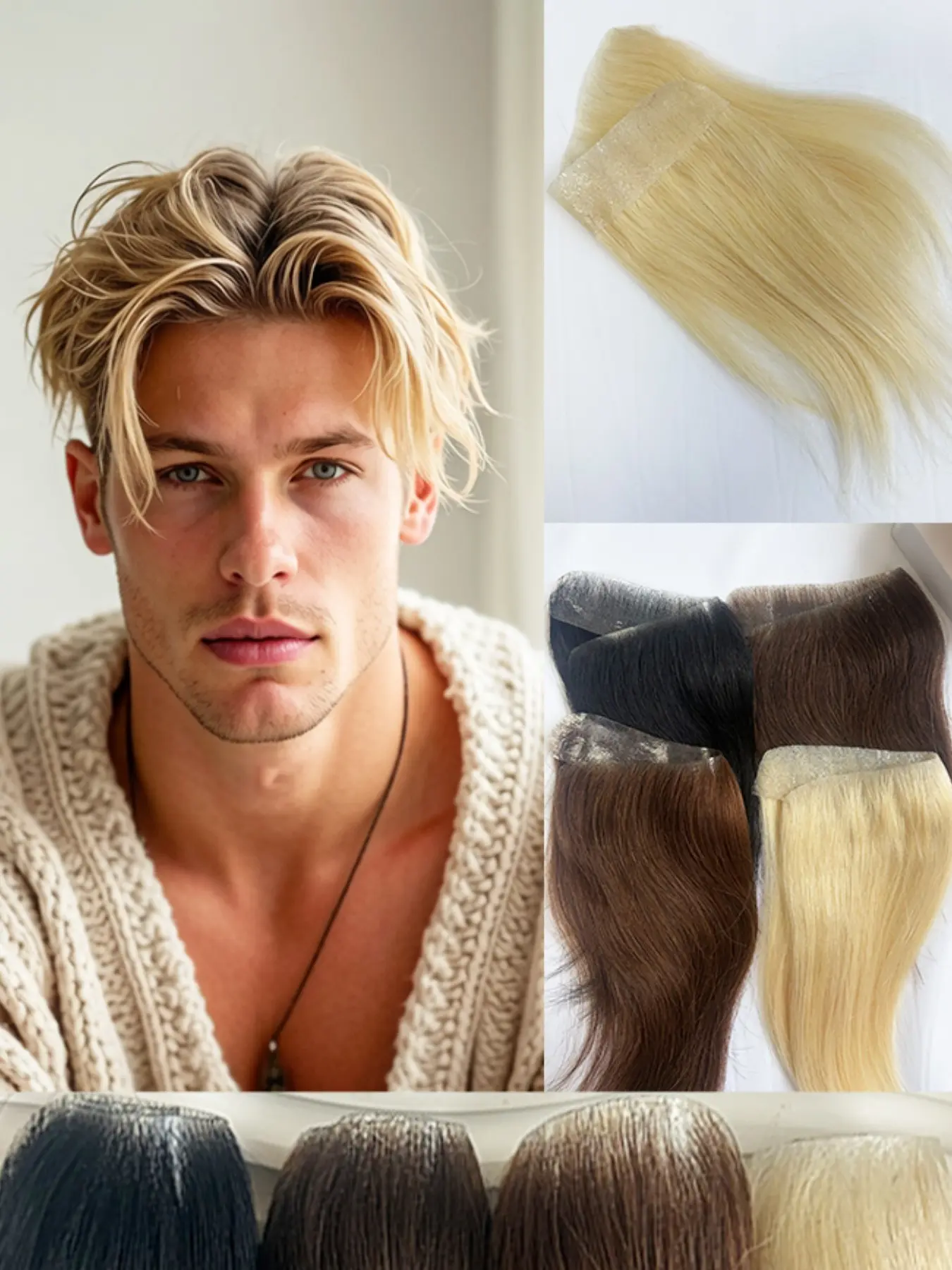 Hairline Wig Patch for Men, Real Human Hair Forehead Piece, Soft and Breathable, Undetectable Receding Hairline Fix