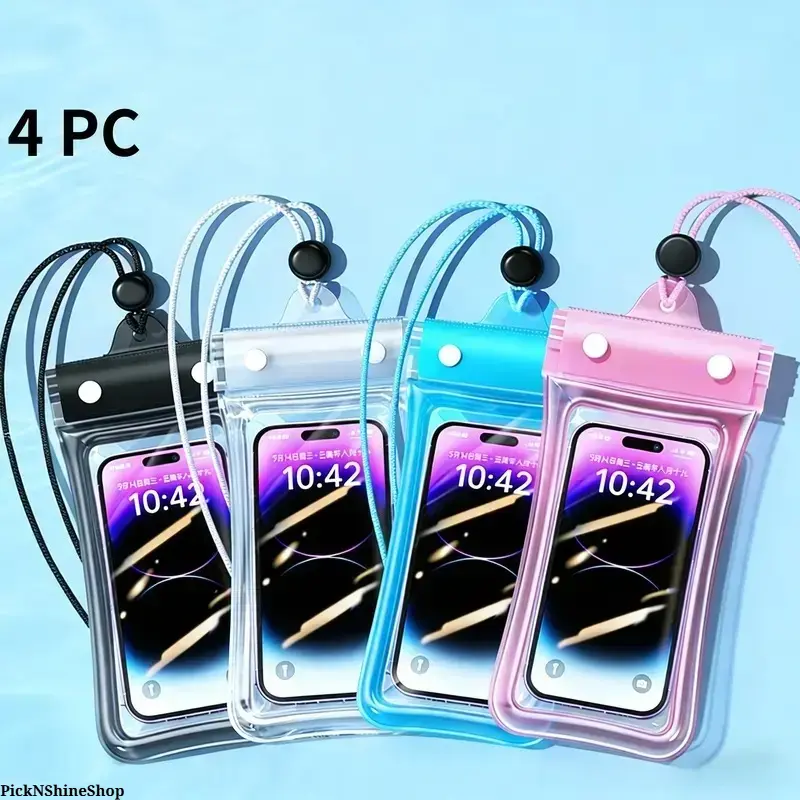4-Pack  Keep Your Phone Dry, Clear Phone Pouch Set with Lanyard for Water Parks, Beach Days, Boating & Outdoor Adventures Waterproof Phone Pouch, Clear Phone Dry Bag with Lanyard for Beach, Pool, Cruise, Boating, Kayaking & Travel