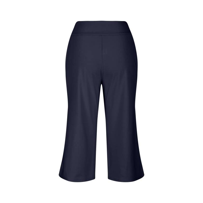 Women  Elastic High Waist 3/4 Pant Casual Active  Fit Wide Capris Leg Pants Trousers With Pockets Pants for Women Womens Pants Girl Fashion Blue Red