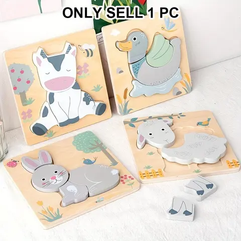 Wooden Animal Shape Puzzle Toy, 1 Count Lovely Animal Puzzle Toy, Educational Puzzle Toy for Boys & Girls, Birthday Gift