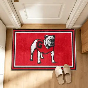 Red Bulldog Floor Mat Non Slip Absorbent Rug Soft Durable Door Mat for Entryway Kitchen Bathroom Living Room Bedroom Home Decor Indoor Outdoor Use Heavy Duty Washable Welcome Rug