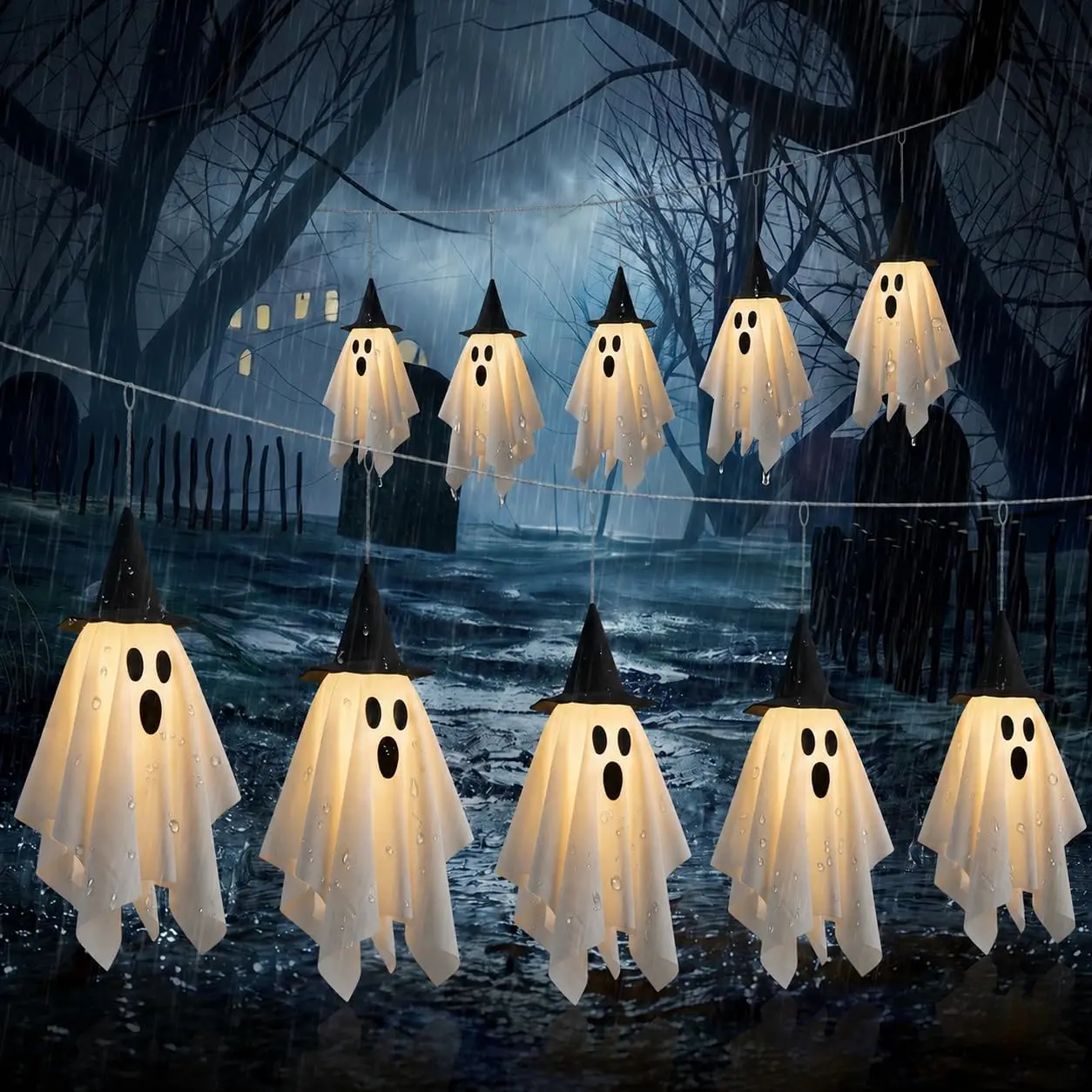 Halloween  Decor 12.5 FT Halloween  String Lights with Hats | Halloween Outdoor Decor - Light Up  Garland Halloween Lights for Mantle Fireplace Window Porch Party Decor
