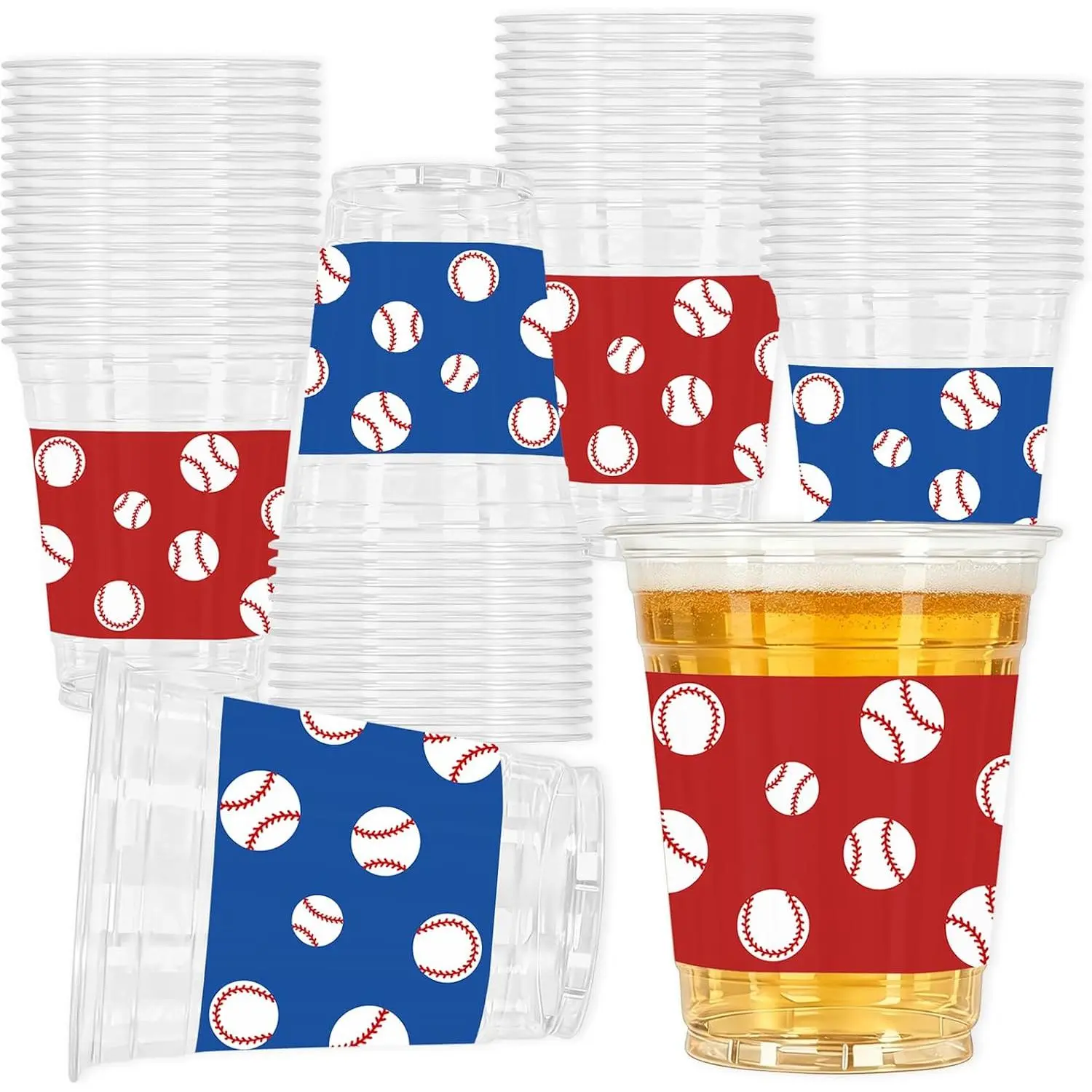 50 count Baseball Cups,12oz Baseball Plastic Cups |  Themed Baseball Cups for Party, Baseball Party Decorations