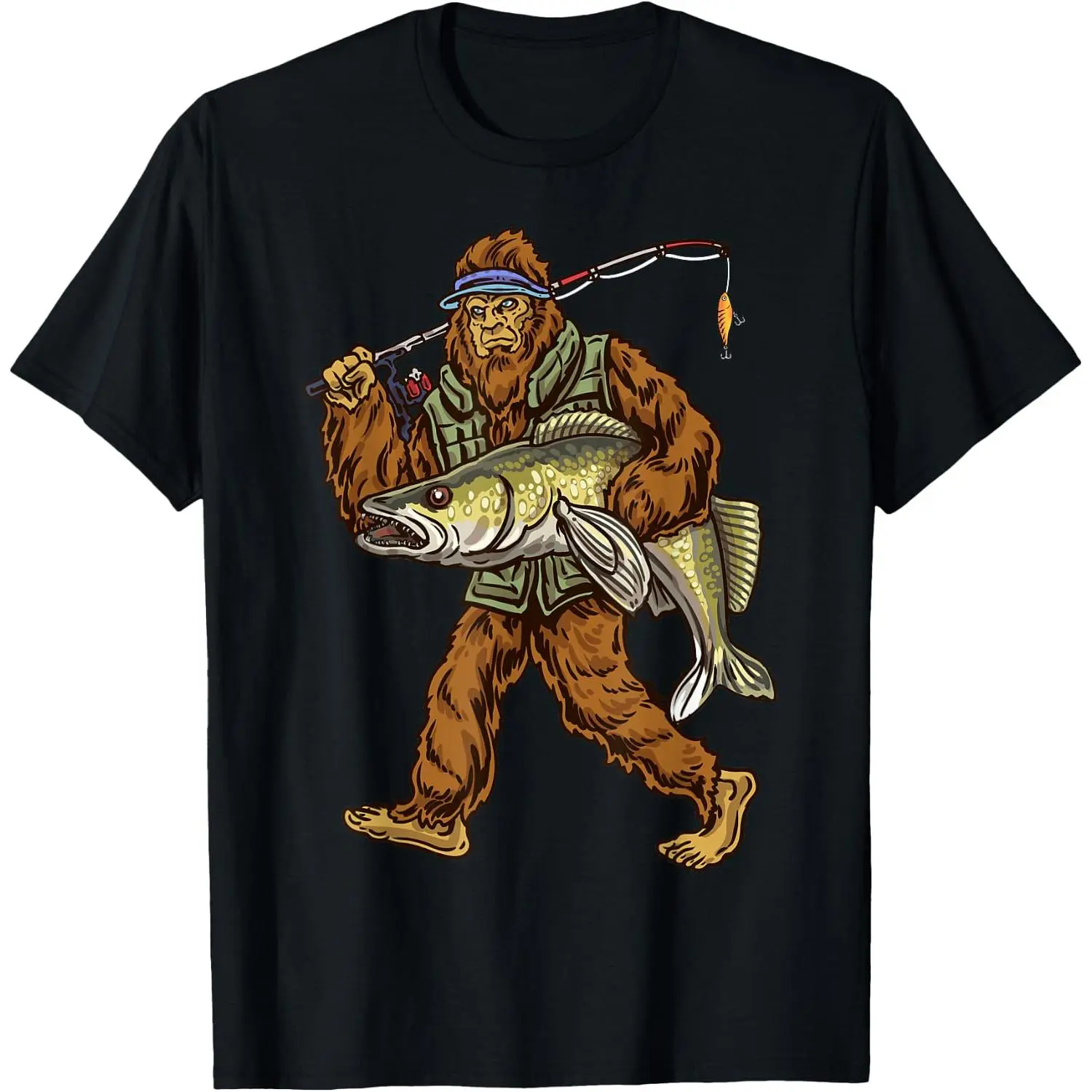 Walleye Fishing Sauger Hunting Bigfoot Fishermen T-Shirt