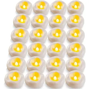 Floating Candles Water-Activated Flameless LED Candle 160+ Hours Waterproof 2.3" White Battery Operated Candle for Wedding Pool Party Table Centerpieces Decor 24 Packs