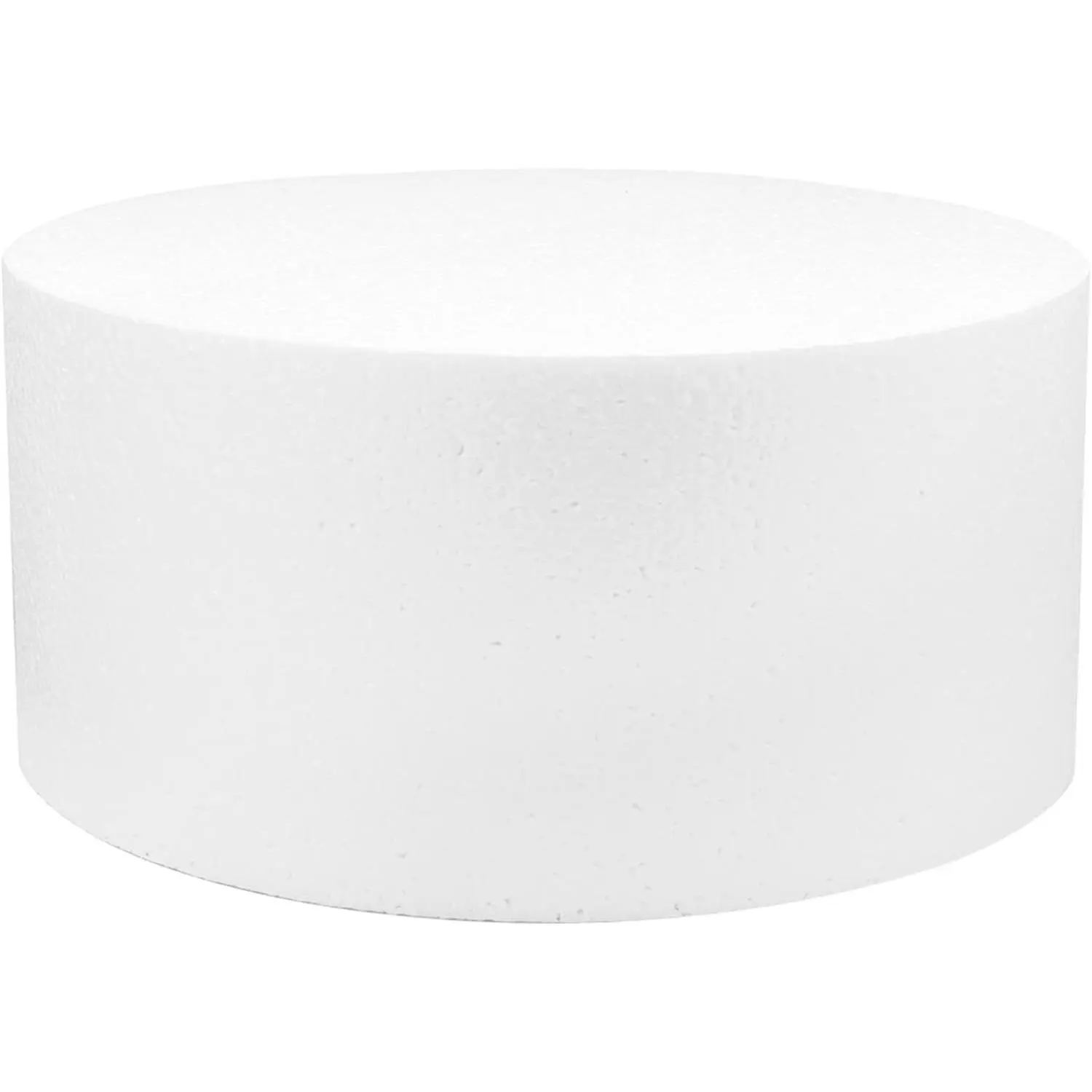 Polystyrene Dummy Cake Round Display, 8" x 5" | Lightweight foam round blank ideal for bakery window displays, decorating practice, and tiered cake design setups.
