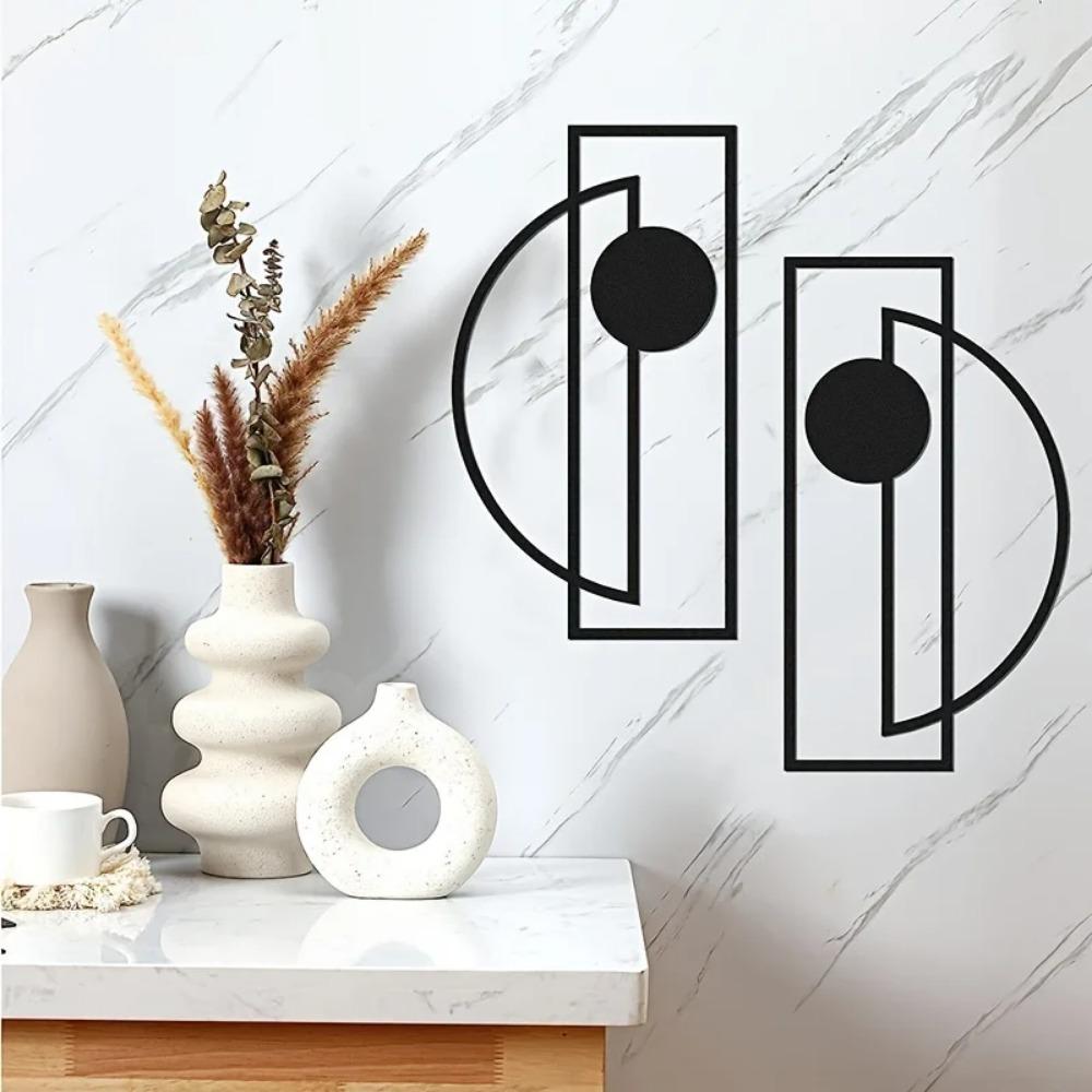 Geometric Line Pattern Wall Art, 2pcs/set Iron Wall Decor, Wall Art for Home Living Room Bedroom