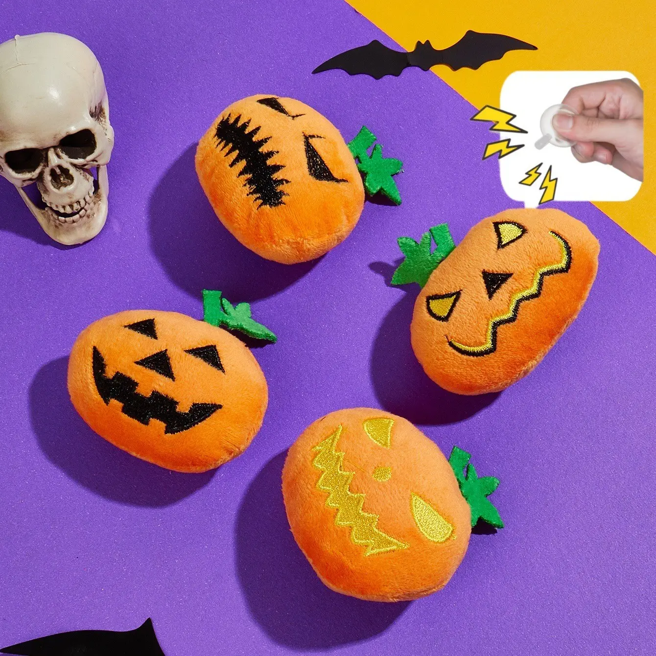 8-Pack Small Pumpkin Ghost Face Halloween Cat Toys, Includes Bb Sound, Durable Chewable, New Design Cat Playset, Perfect for Festive Fun