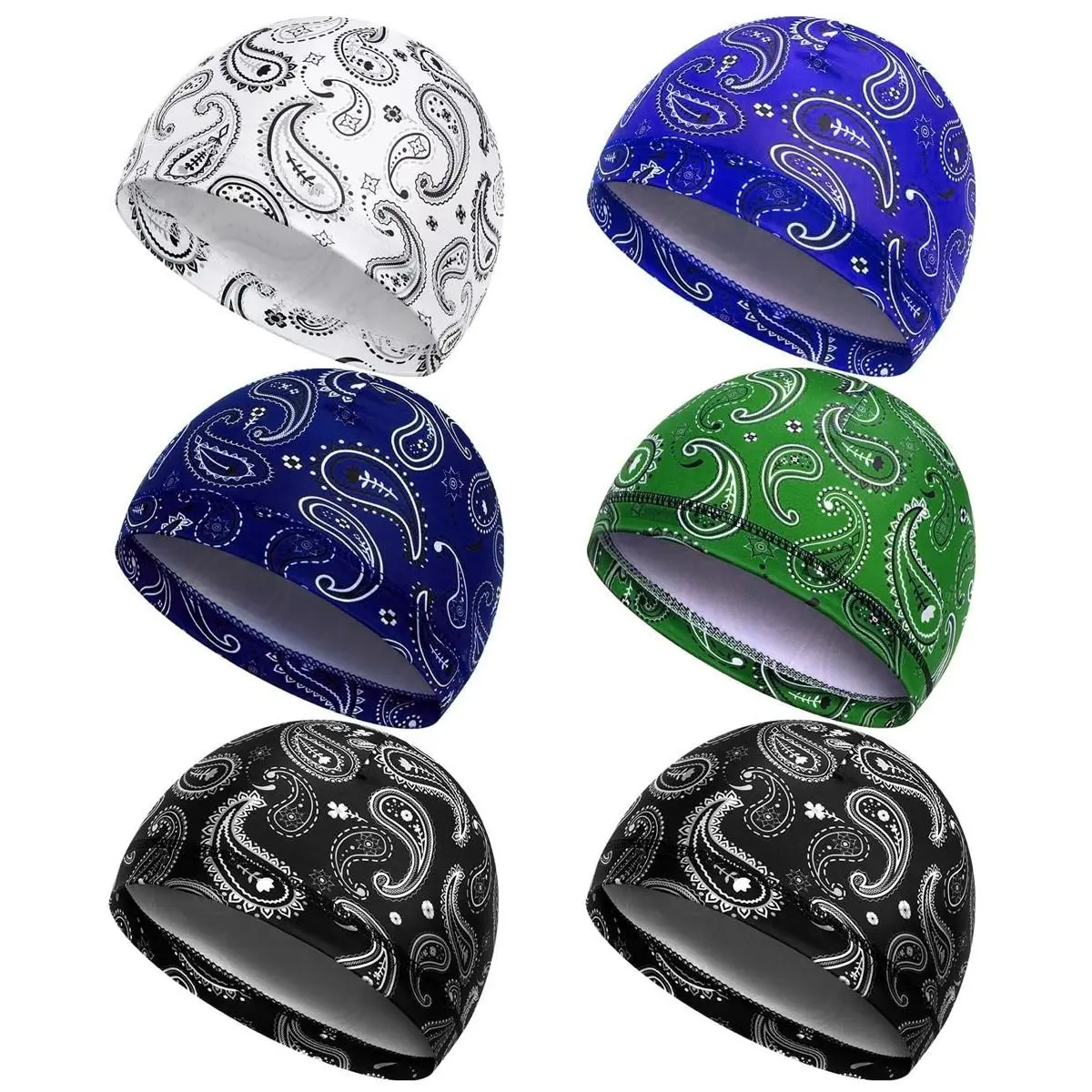 6 Pcs Cooling Skull Cap Motorcycle Helmet Liner Men Women Sweat Wicking Beanie Bicycle Running Cap Head Wrap  ， Cooling Welding Hard Helmet Liner Cycling Sweat Wicking Beanie Head Wrap Skull Polyester Caps