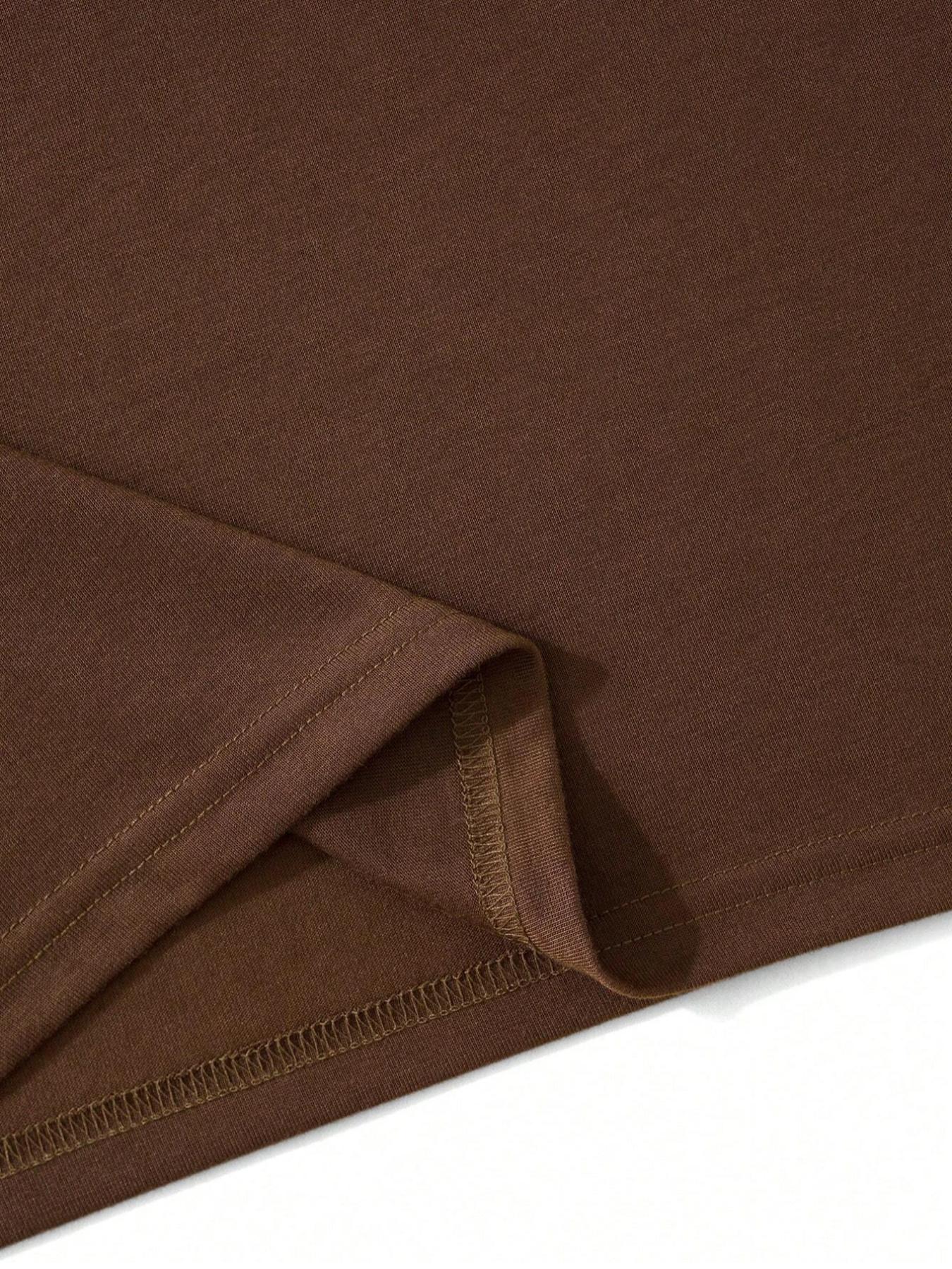 Men's Star & Letter & Wings Print Round Neck Knitted Tee, Regular Fit Casual Short Sleeve T-shirt, Men's Summer Top for Daily Wear