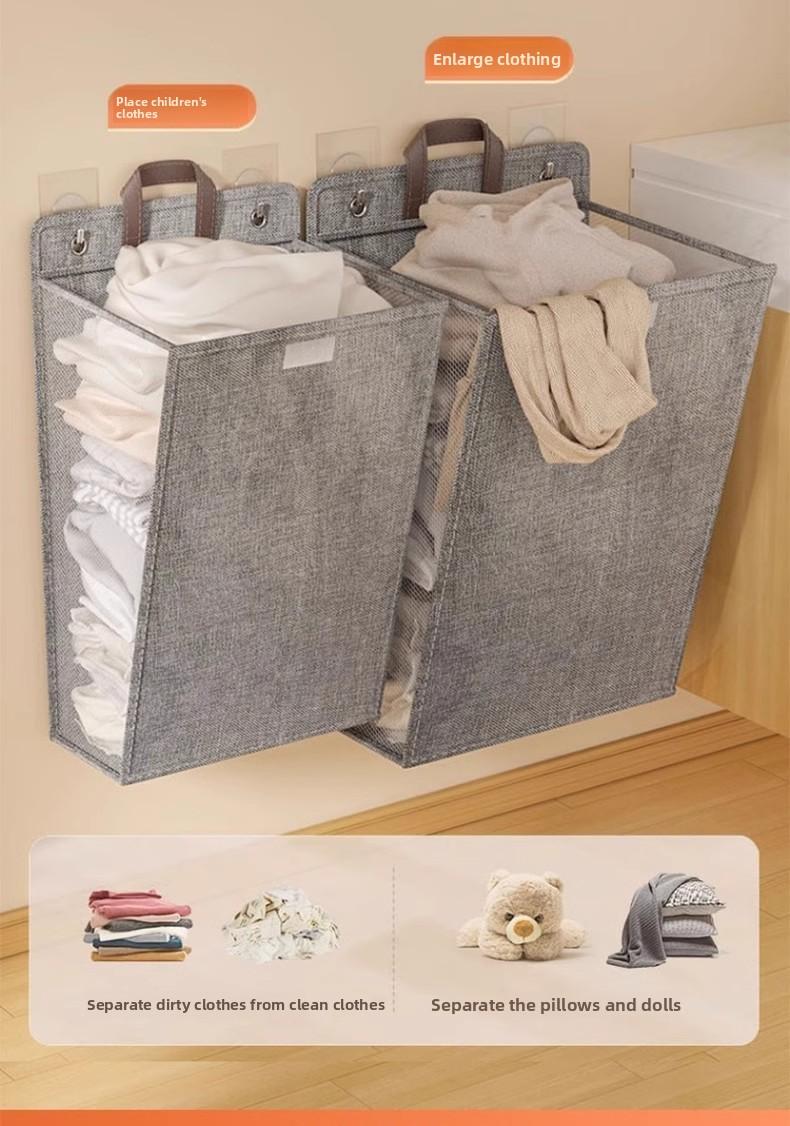 Practical wall-mounted dirty clothes basket, dirty clothes basket, foldable home bedroom dormitory multi-functional dirty clothes basket