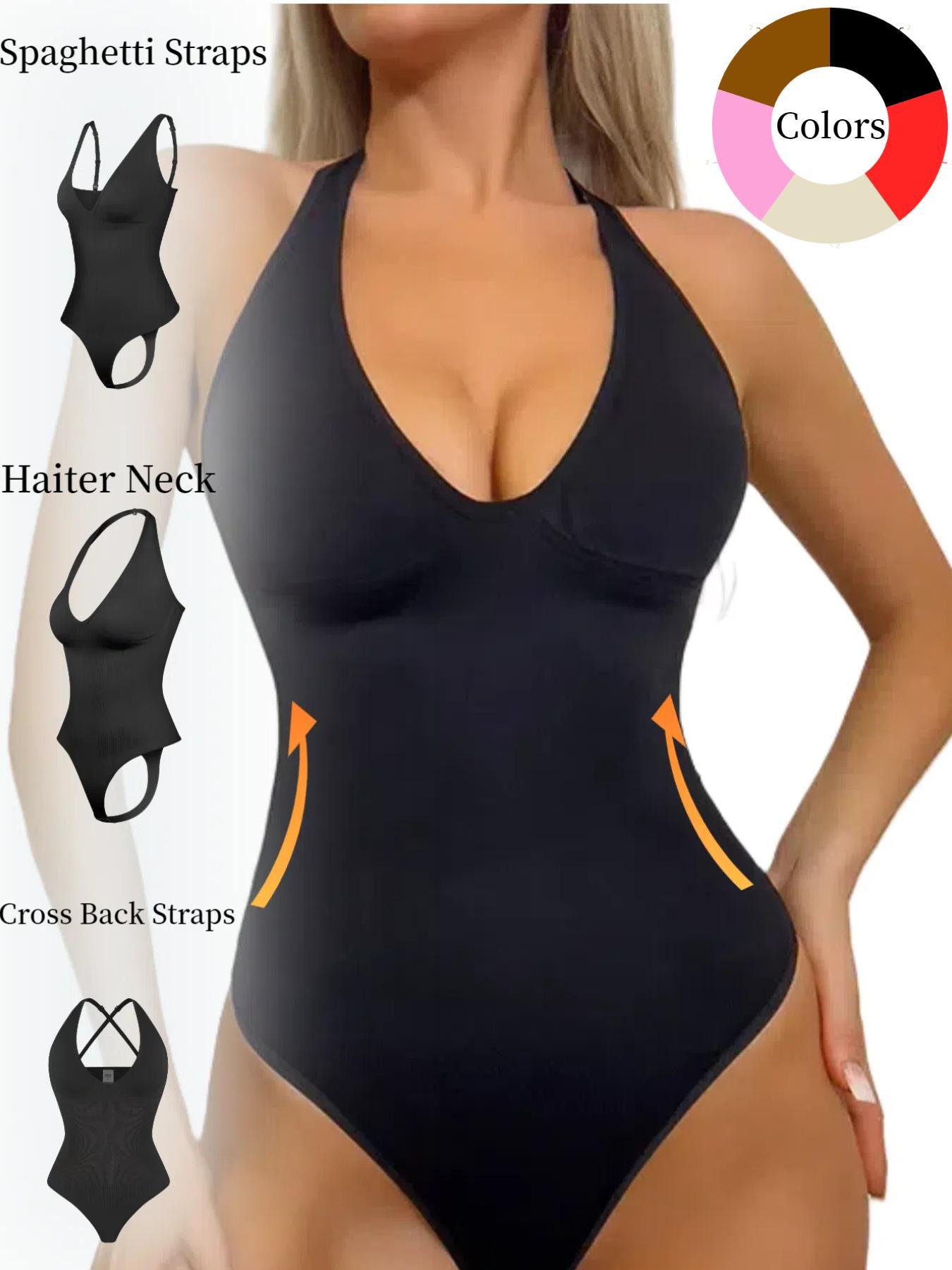 Women's Adjustable Convertible Strap Bodysuit, Tummy Control High Compression Shapewear, All-Seasons Slimming Suit, Kardashian Style, Basic, Crop, Fit, Underwear