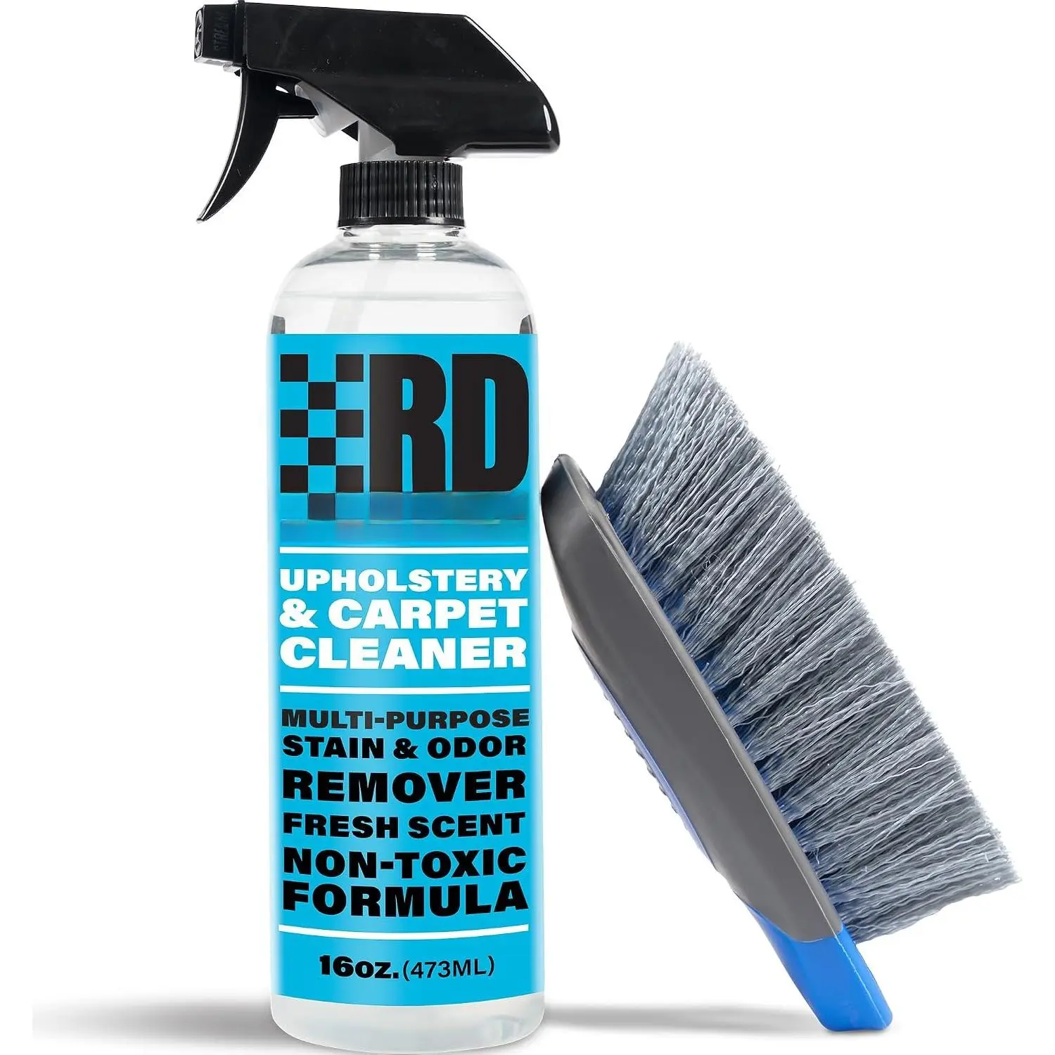 Carpet Cleaner &  Upholstery Cleaner |  seat cleaner for fabric interiors, floor mats, auto upholstery with Heavy duty brush, 16oz. Works as couch & sofa cleaner
